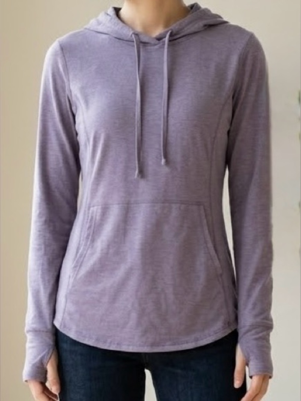RBX Activewear Heathered Purple Lightweight Hooded Sweatshirt Pullover Top S EUC